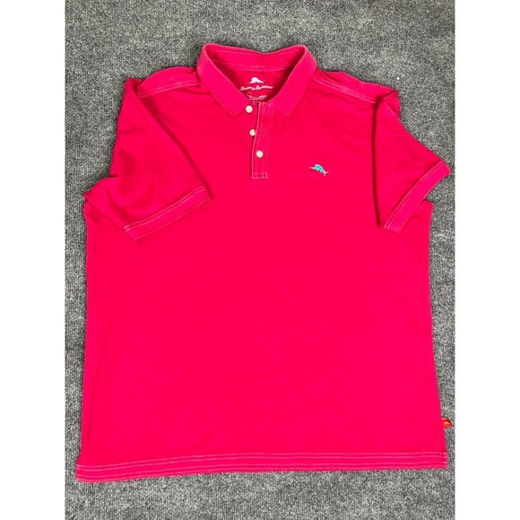 Tommy Bahama Polo Shirt Mens Large Pink  Supima Cotton Blue Fish Logo Size XL/TG - Picture 1 of 7